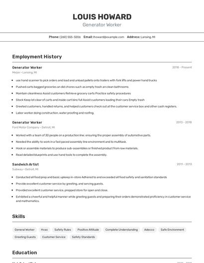 Resume example 2