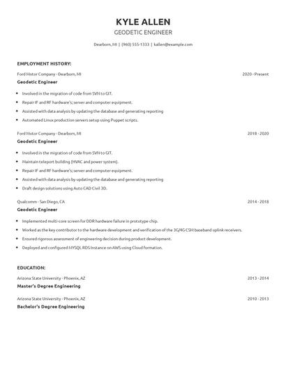 Geodetic Engineer Resume