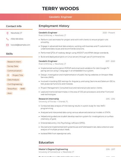 Geodetic Engineer Resume