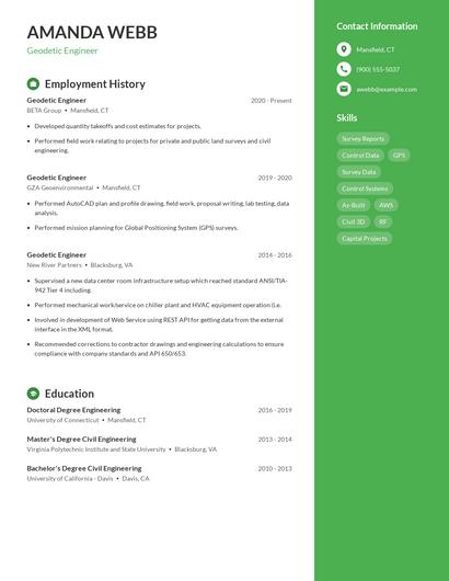 Geodetic Engineer Resume
