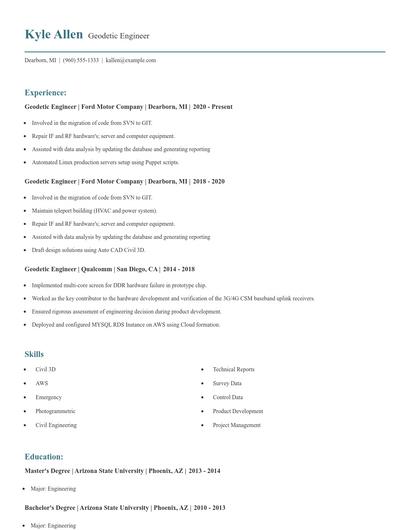 Geodetic Engineer Resume
