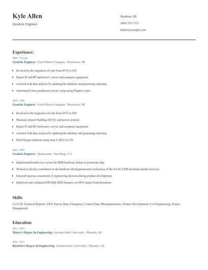 Geodetic Engineer Resume