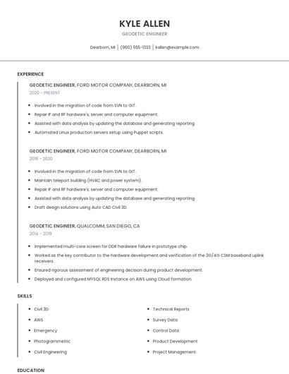 Geodetic Engineer Resume