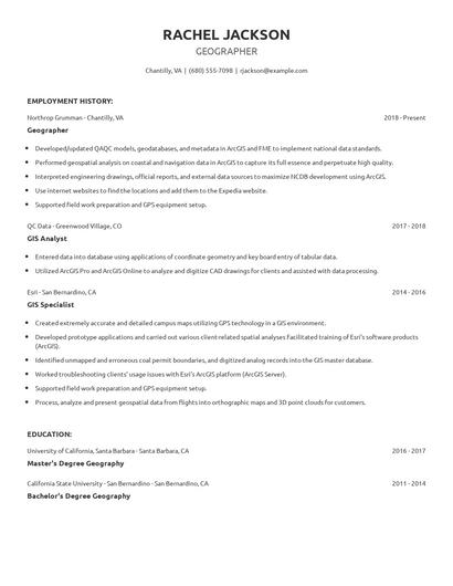 Geographer Resume