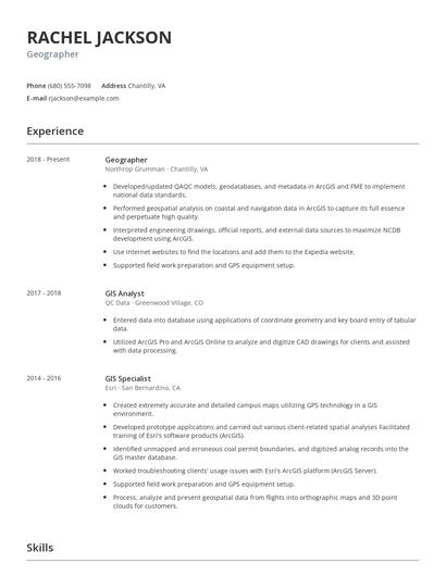 Geographer Resume