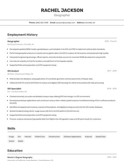 Geographer Resume