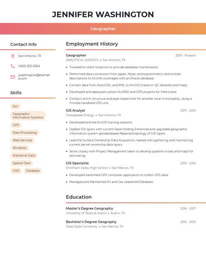 Geographer Resume