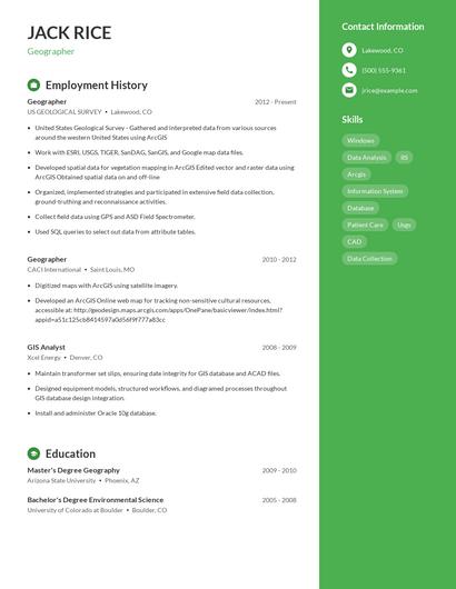 Geographer Resume