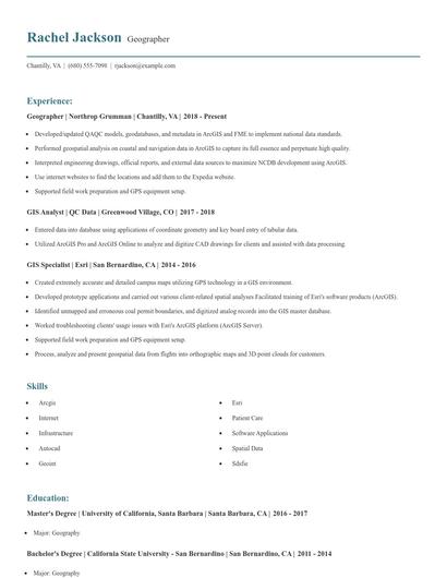 Geographer Resume