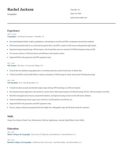 Geographer Resume