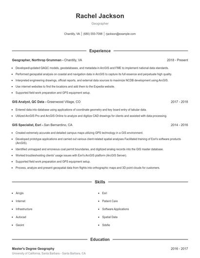Geographer Resume