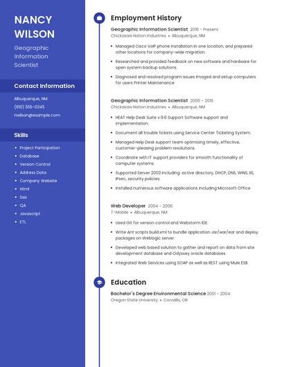 Geographic Information Scientist Resume