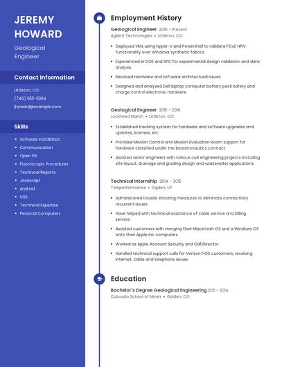 Geological Engineer Resume