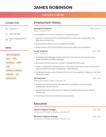 Geological Engineer Resume