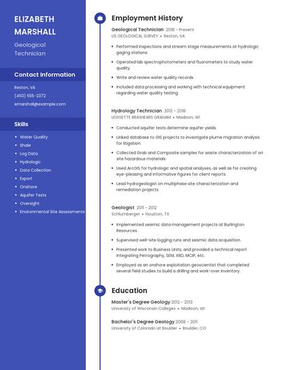Geological Technician Resume