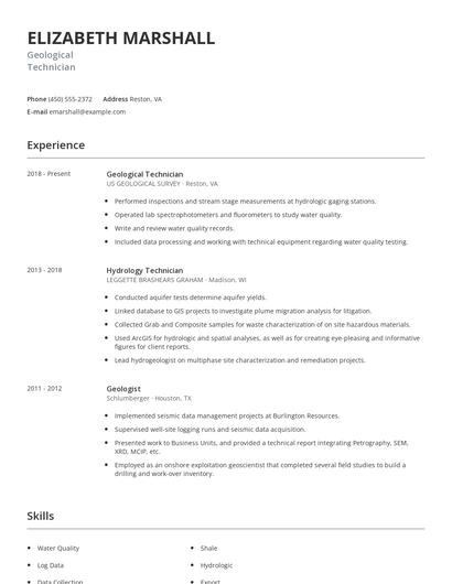 Geological Technician Resume