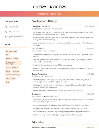 Geological Technician Resume