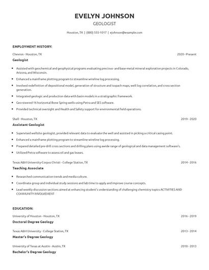Geologist Resume