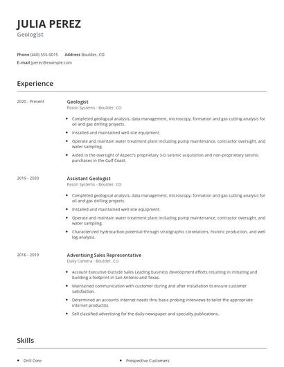 Geologist Resume
