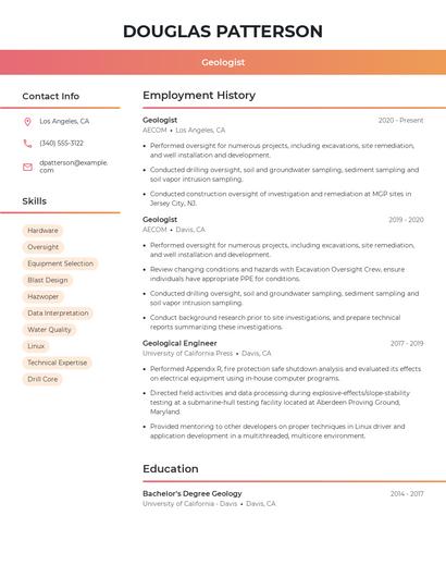 Geologist Resume