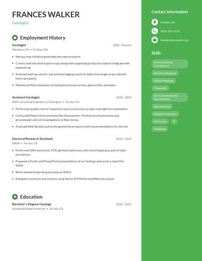 Geologist Resume