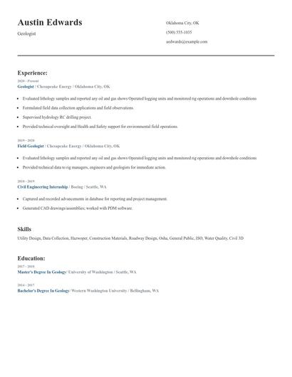 Geologist Resume