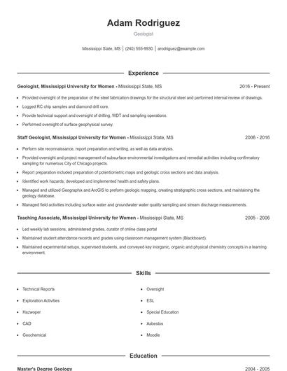 Geologist Resume