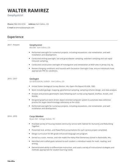 Geophysicist Resume