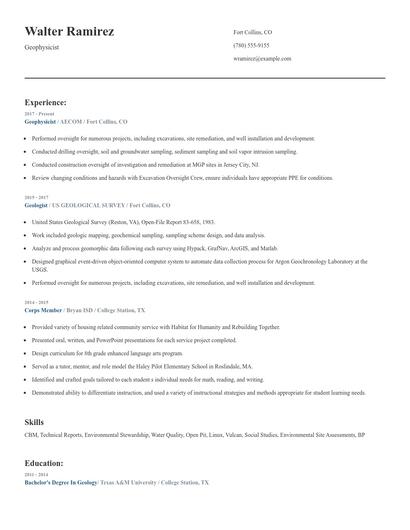 Geophysicist Resume