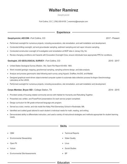 Resume example 1
