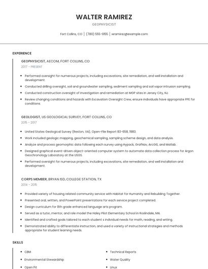 Geophysicist Resume