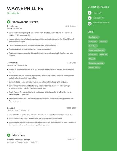 Geoscientist Resume