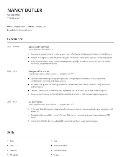 Geospatial Technician Resume