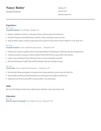 Geospatial Technician Resume