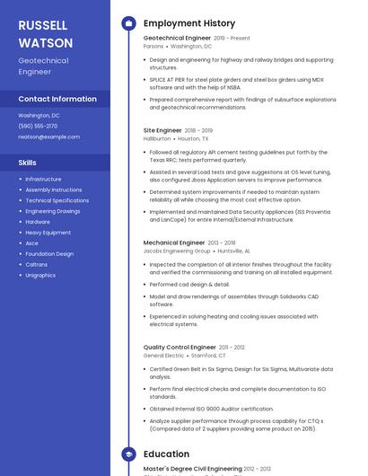 Geotechnical Engineer Resume