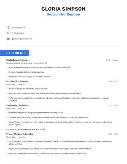 Geotechnical Engineer Resume