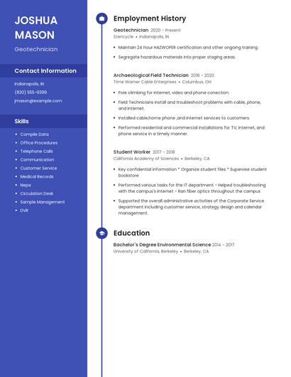 Geotechnician Resume