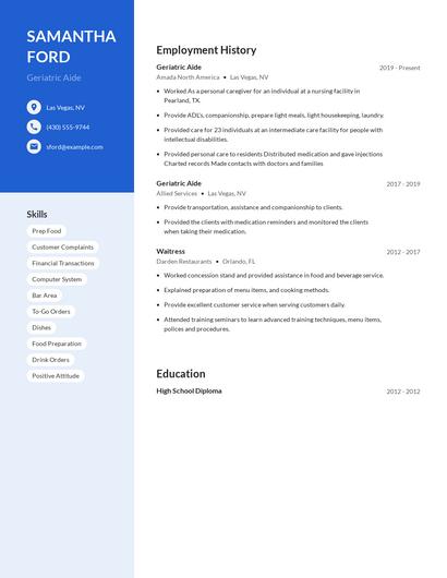 Geriatric Aide Resume
