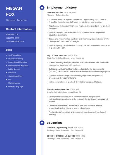 German Teacher Resume
