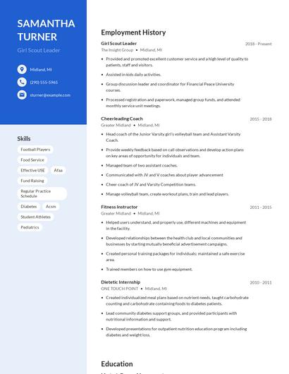 Girl Scout Leader Resume