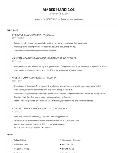 Girl Scout Leader Resume