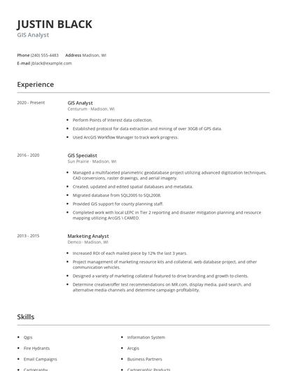 GIS Analyst Resume