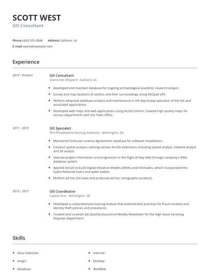 GIS Consultant Resume