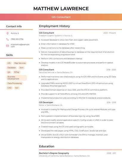 GIS Consultant Resume