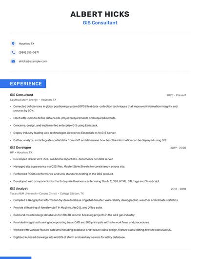 GIS Consultant Resume
