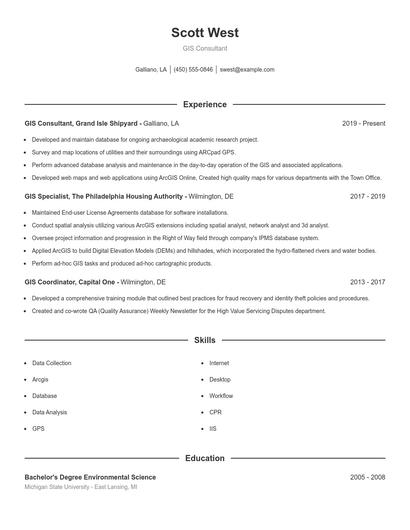 GIS Consultant Resume