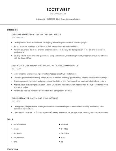 GIS Consultant Resume