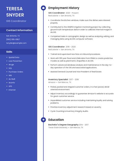 GIS Coordinator Resume