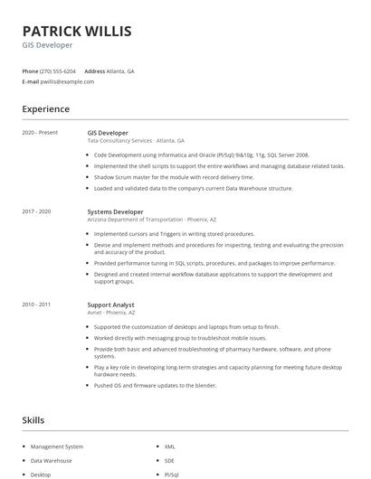 GIS Developer Resume