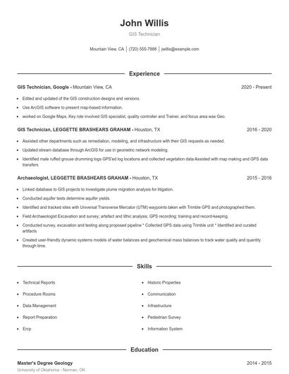 GIS Technician Resume